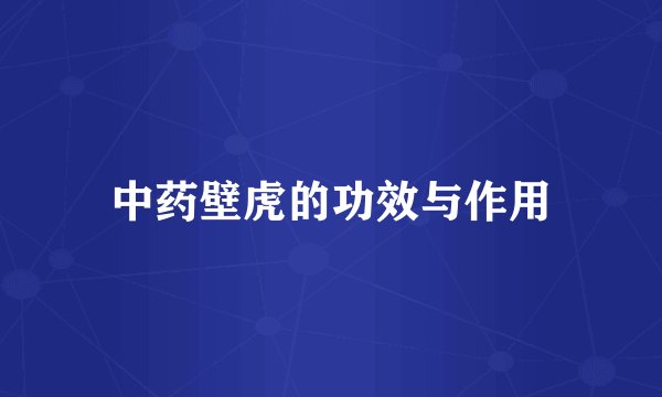 中药壁虎的功效与作用