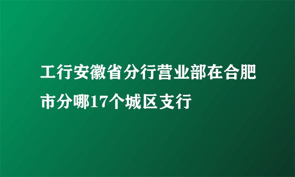 工行安徽省分行营业部在合肥市分哪17个城区支行
