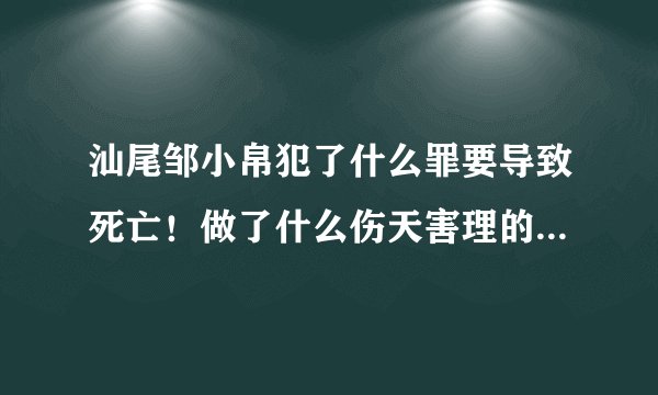 汕尾邹小帛犯了什么罪要导致死亡！做了什么伤天害理的事情！请回答！