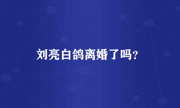刘亮白鸽离婚了吗？
