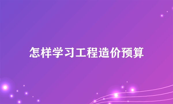 怎样学习工程造价预算