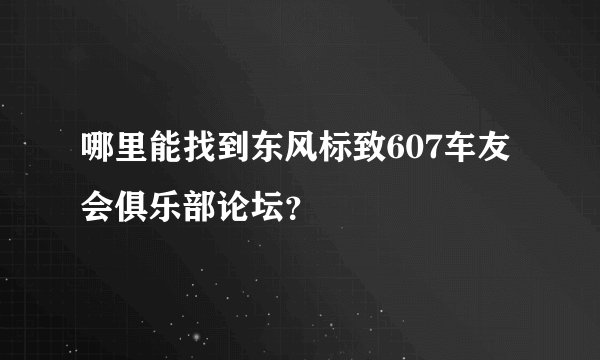 哪里能找到东风标致607车友会俱乐部论坛？