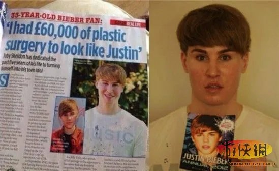 男粉丝整容成比伯 盘点那些下了血本的追星族们