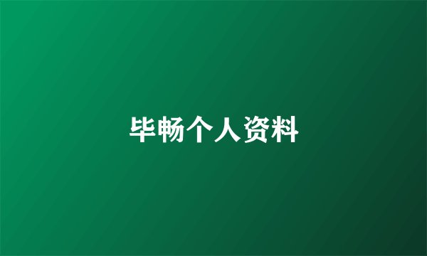毕畅个人资料
