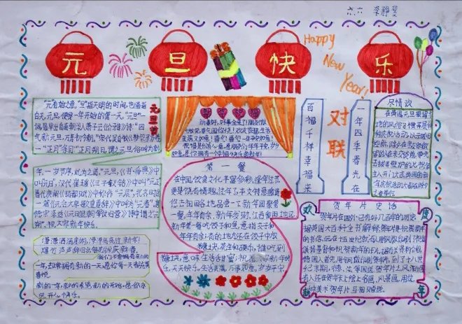 元旦手抄报图片主题小学