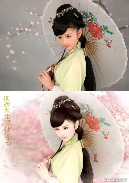 国人威武！中国版二次元 vs 三次元唯美对比图