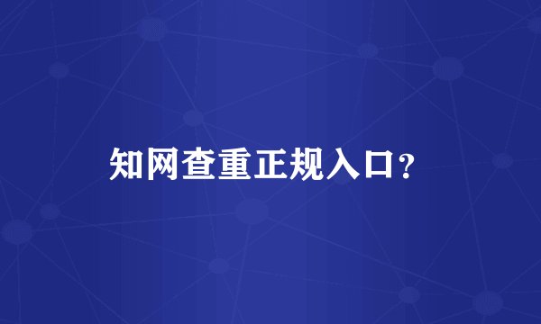 知网查重正规入口？