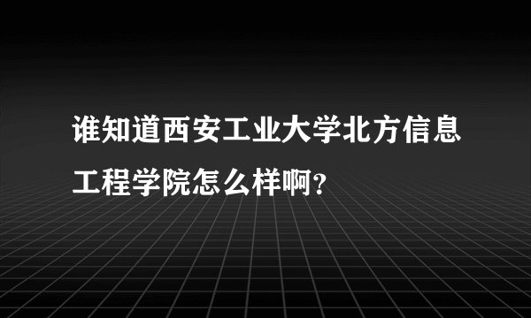 谁知道西安工业大学北方信息工程学院怎么样啊？