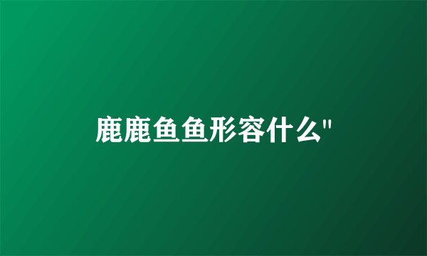 鹿鹿鱼鱼形容什么