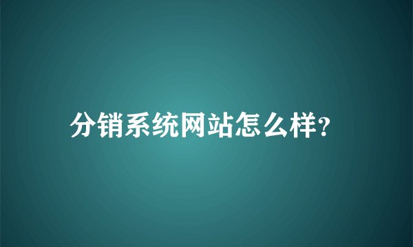 分销系统网站怎么样？