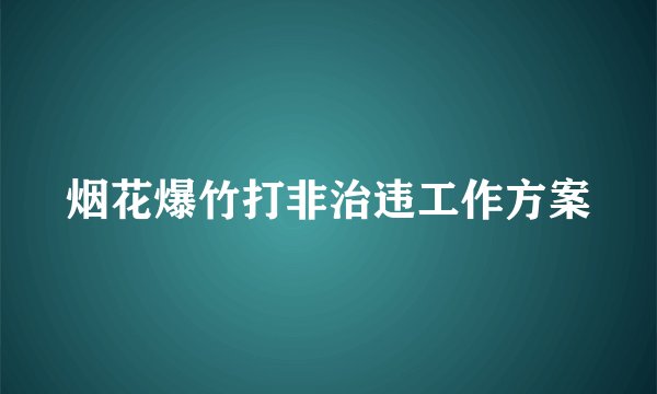 烟花爆竹打非治违工作方案