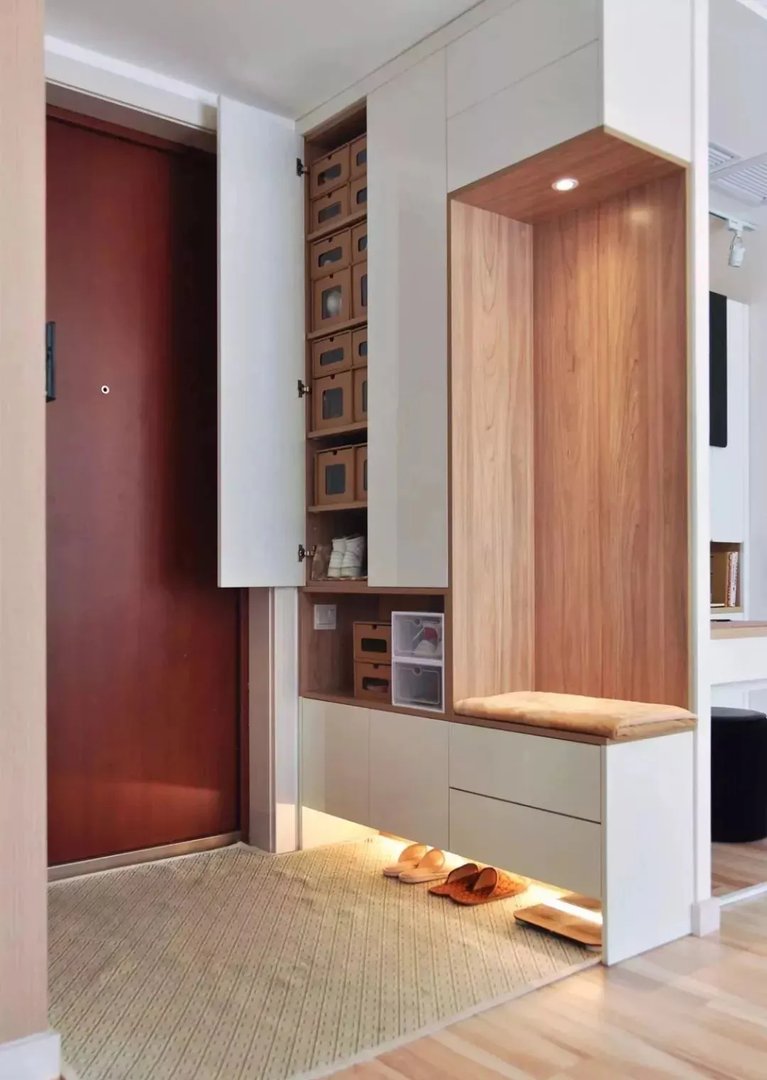 鞋柜+换鞋凳很美组合，进门再也不用站着换鞋了！