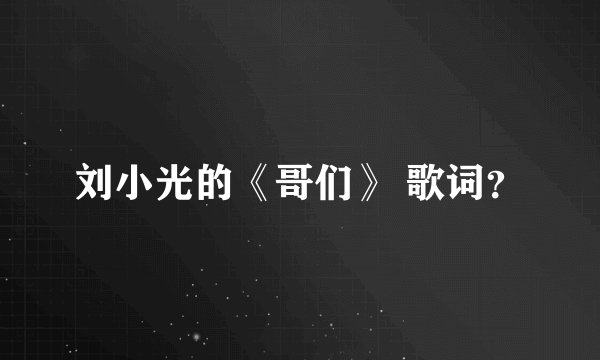 刘小光的《哥们》 歌词？