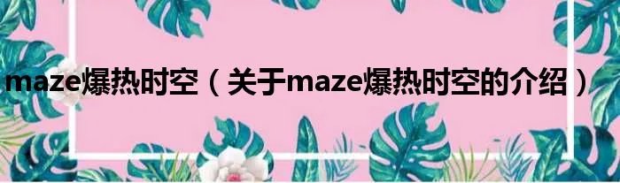 maze爆热时空（关于maze爆热时空的介绍）