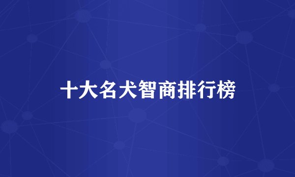 十大名犬智商排行榜