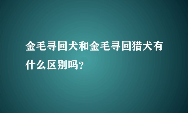 金毛寻回犬和金毛寻回猎犬有什么区别吗？