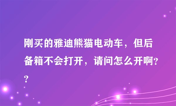 刚买的雅迪熊猫电动车，但后备箱不会打开，请问怎么开啊？？
