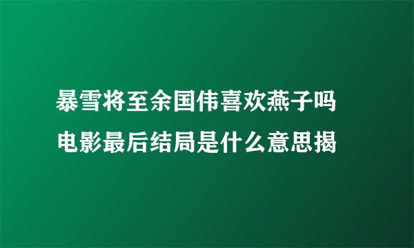 暴雪将至余国伟喜欢燕子吗 电影最后结局是什么意思揭