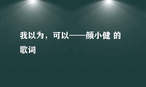 我以为，可以——颜小健 的歌词
