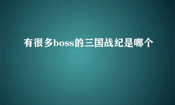 有很多boss的三国战纪是哪个