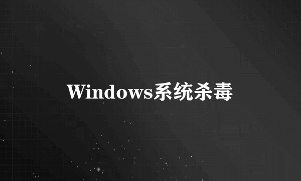 Windows系统杀毒