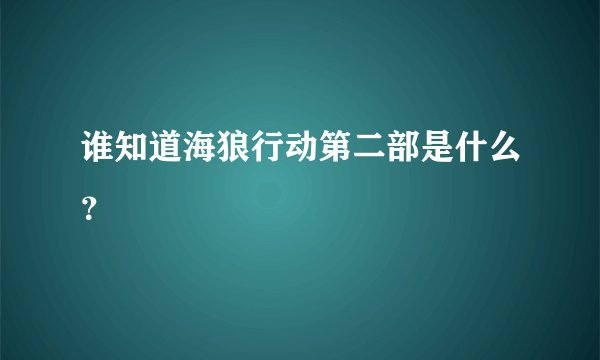 谁知道海狼行动第二部是什么？