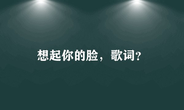 想起你的脸，歌词？