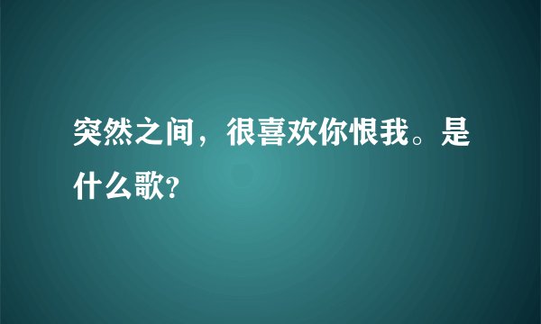 突然之间，很喜欢你恨我。是什么歌？