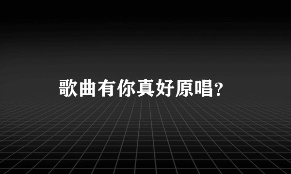 歌曲有你真好原唱？