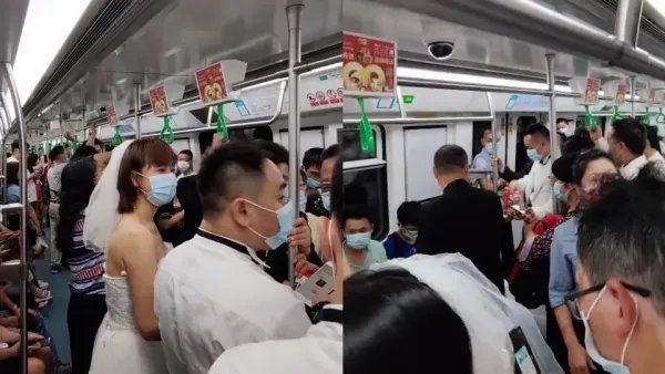 沈阳一对新人携手乘地铁去举办婚礼，如此“节约”真的好吗？