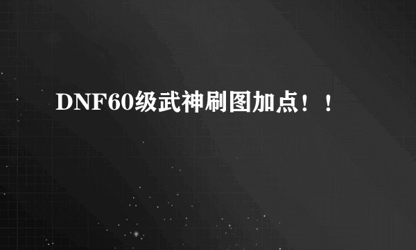 DNF60级武神刷图加点！！