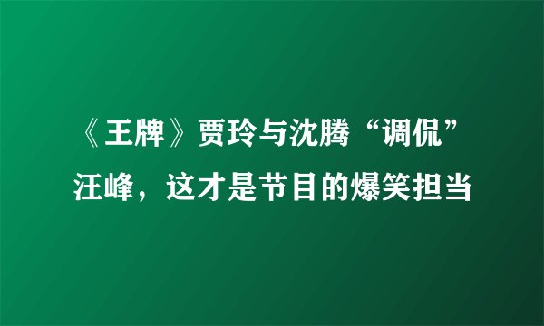《王牌》贾玲与沈腾“调侃”汪峰，这才是节目的爆笑担当