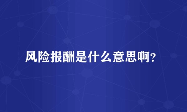 风险报酬是什么意思啊？