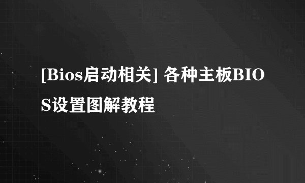 [Bios启动相关] 各种主板BIOS设置图解教程