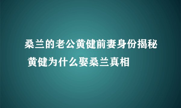 桑兰的老公黄健前妻身份揭秘 黄健为什么娶桑兰真相