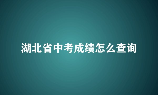 湖北省中考成绩怎么查询