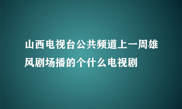 山西电视台公共频道上一周雄风剧场播的个什么电视剧