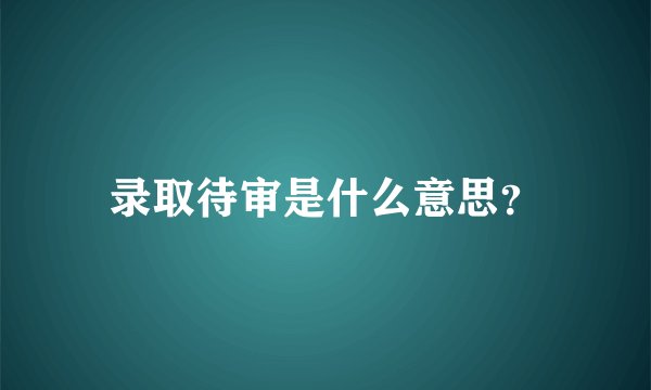 录取待审是什么意思？