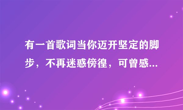 有一首歌词当你迈开坚定的脚步，不再迷惑傍徨，可曾感觉到背后注视你的滚炀的目光