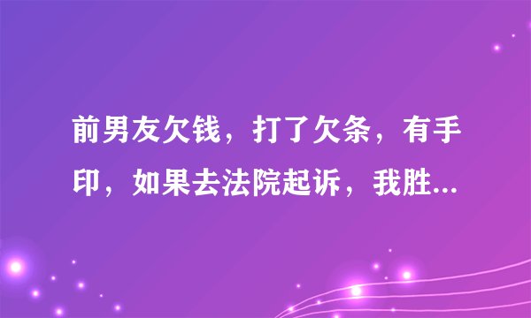 前男友欠钱，打了欠条，有手印，如果去法院起诉，我胜诉但他没钱还怎么办？