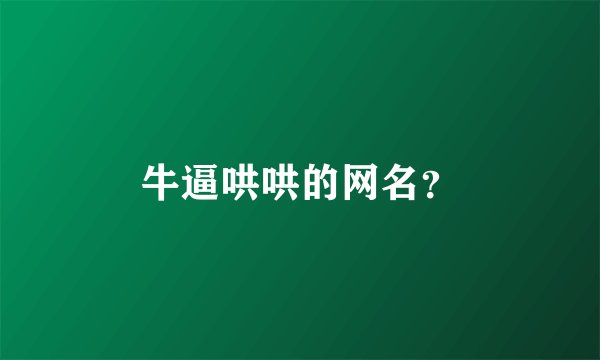 牛逼哄哄的网名？