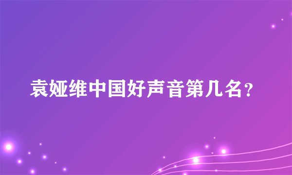 袁娅维中国好声音第几名？