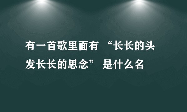 有一首歌里面有 “长长的头发长长的思念” 是什么名