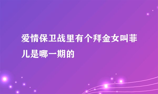 爱情保卫战里有个拜金女叫菲儿是哪一期的