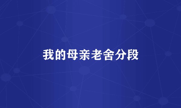 我的母亲老舍分段