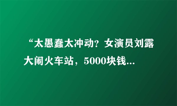 “太愚蠢太冲动？女演员刘露大闹火车站，5000块钱的鞋承担不了她的脚”，你怎么看？