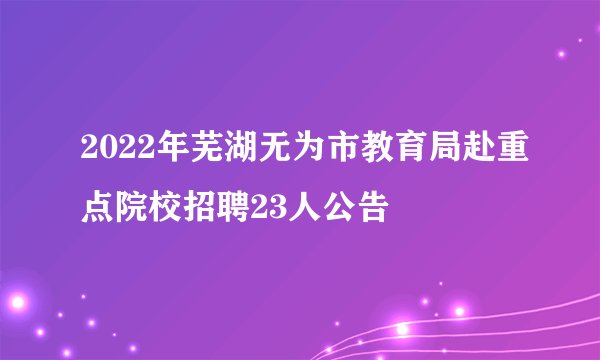 2022年芜湖无为市教育局赴重点院校招聘23人公告