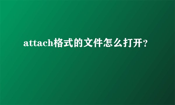 attach格式的文件怎么打开？
