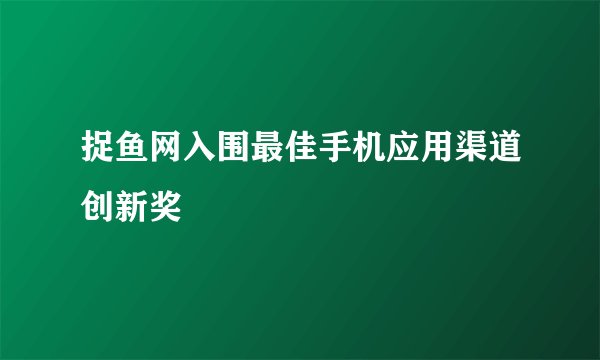捉鱼网入围最佳手机应用渠道创新奖