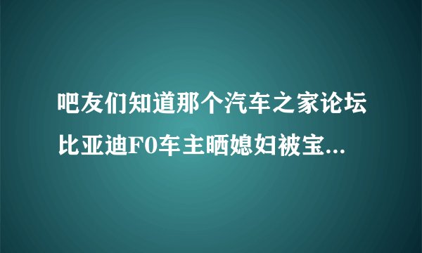 吧友们知道那个汽车之家论坛比亚迪F0车主晒媳妇被宝马撬走的事么